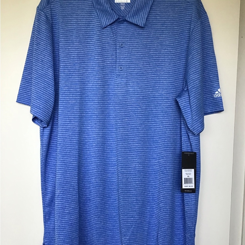 Adidas Feeder Stripe Golf Polo Shirt Mens Size XL Blue